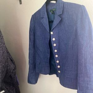 Lauren by Ralph Lauren Blue Linen Blazer / Size 8 - good condition